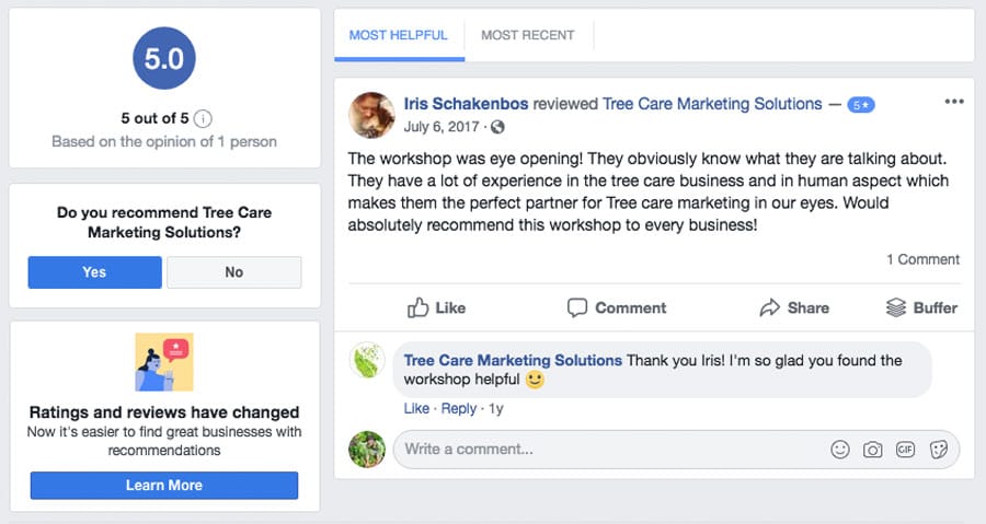 facebook reviews and recommendations